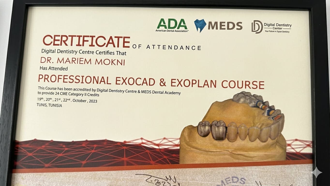 Professional Exocad and Exoplan Course certificate